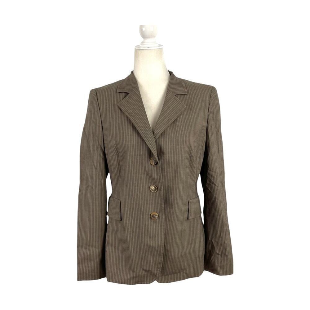 Akris Punto Womens Single-Breasted Micro Striped Wool Blazer Size 8